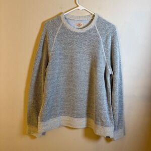 Faherty Brand Mens Blue Herringbone Jacquard Raglan Sweatshirt Large L